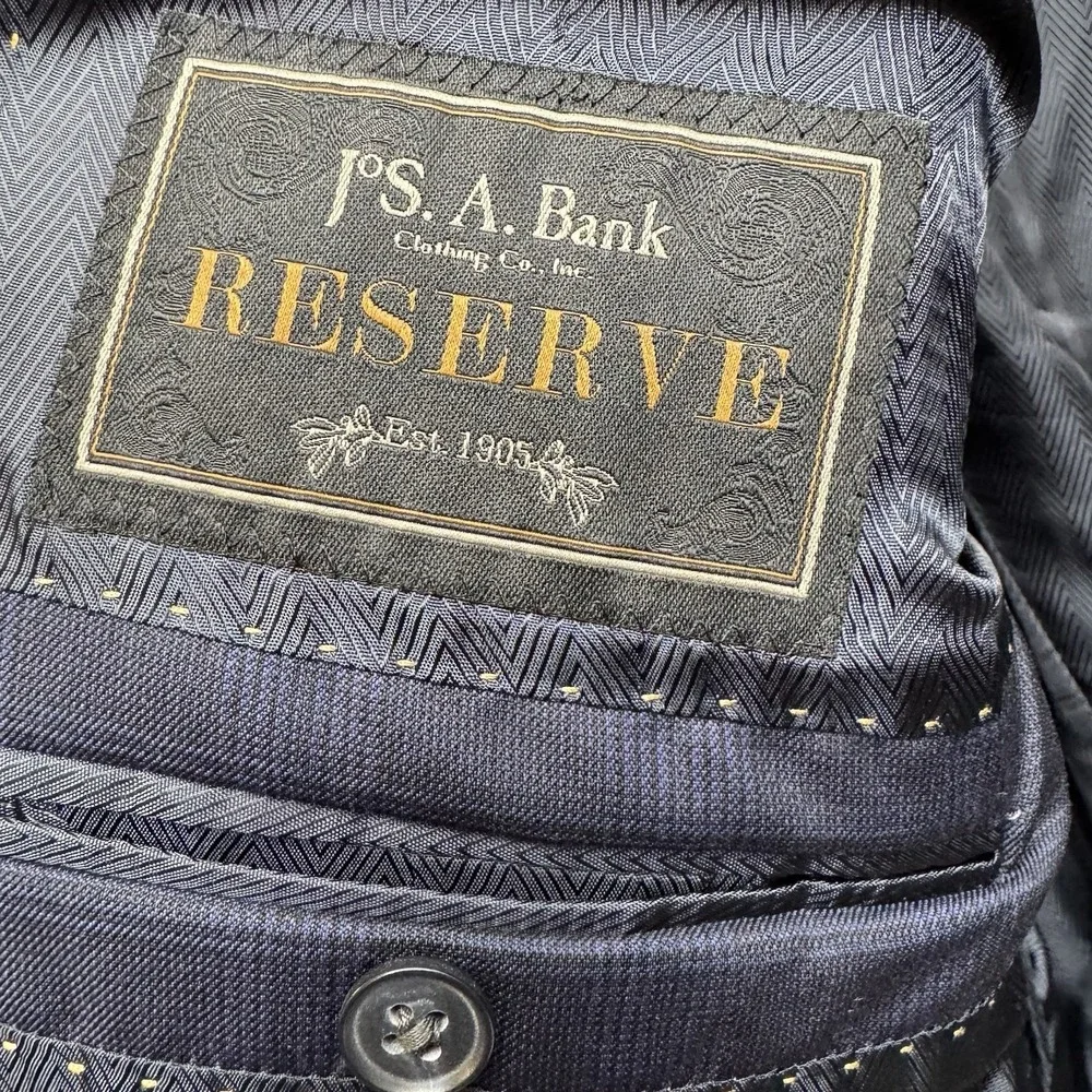Jos. A. Bank Reserve Coat Men's 42R Navy Prince Of Wales Plaid Made In USA Blaze